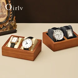 Oirv Solid Wood Single/Double Watch Display Stand Showcase Jewelry Stand Square Watch Holder with Pillow