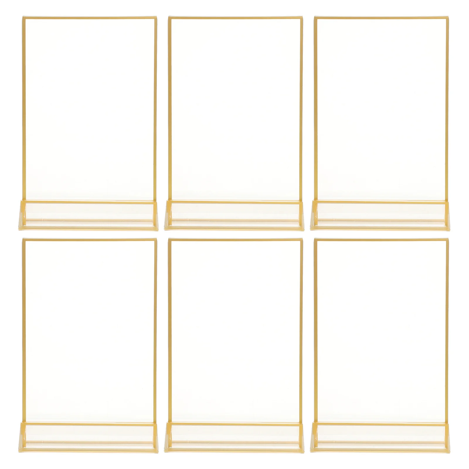 

6pcs Gold Rimmed Table Sign Stand Acrylic Multi-Function Price Display Holder For Supermarket Store Advertising Wear-Resistant