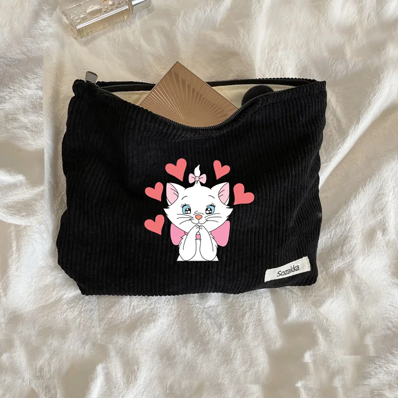 Kawaii Disney Marie Cosmetic Bag New Popular Ins Cartoon Fashion Cosmetic Bag Travel Portable Cute Storage Toiletries Bag 2024