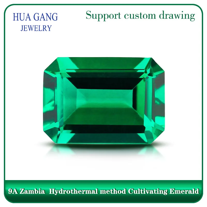 

Cultivate gemstone green color Zambian Emerald loose cut stone cultivated in the laboratory and used for jewelry making