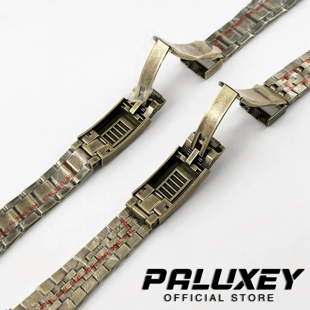 Pulsera de alta calidad de 20mm 904L, correa de reloj de bronce, hebilla plegable, cierre de bloqueo deslizante, correa de acero inoxidable sólido