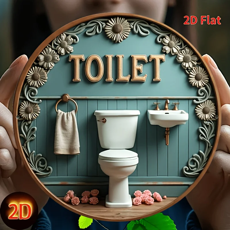 2D Vintage Metallschilder, Flache Wandkunst-Dekoration, Retro-Stil, 1er-Pack, für Restaurant, Badezimmer, Schlafzimmer, Wohnzimmer, Büro, Zuhause