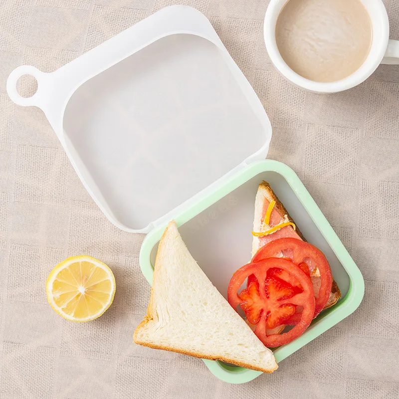1pc Reusable Sandwich Holder Silicone Lunchbox Bakery Boxes Portable Loaf Bread Sandwich Containers Sealable Lunch Box Toast Bag