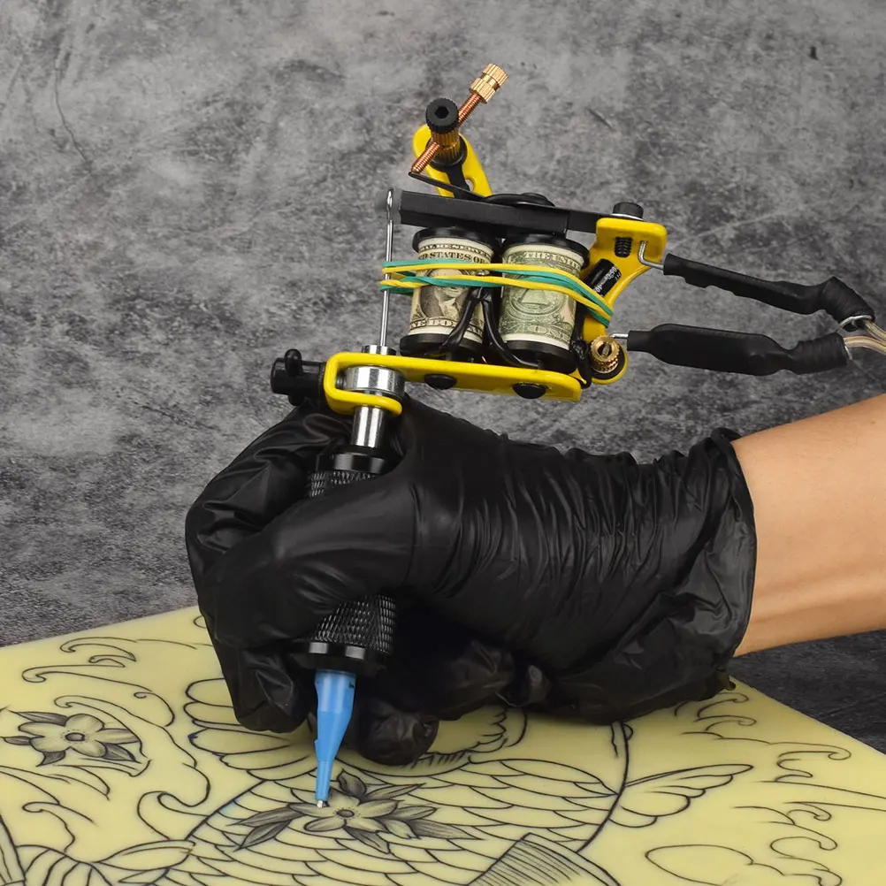 

Electroplated Iron Frame Coil Tattoo Machine Yellow Professional Tattoos Equipment Copper Wire Strong Power Stable Performance