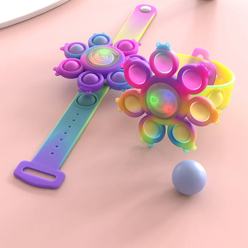 

Anti Stress Pops Wristband Light Bracelet Octopus Spinning Pop Fidget Kawaii Push Bubble Kids Christmas Gifts Spinner Figet Toys