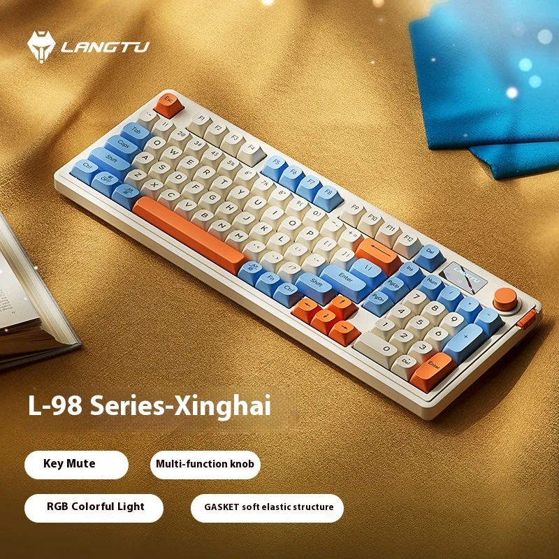 Imagem -06 - Teclado sem Fio do Escritório do Jogo Bluetooth Tri-mode Rgb com Botão da Tela Silencioso Periféricos de Computador Langtu-l98