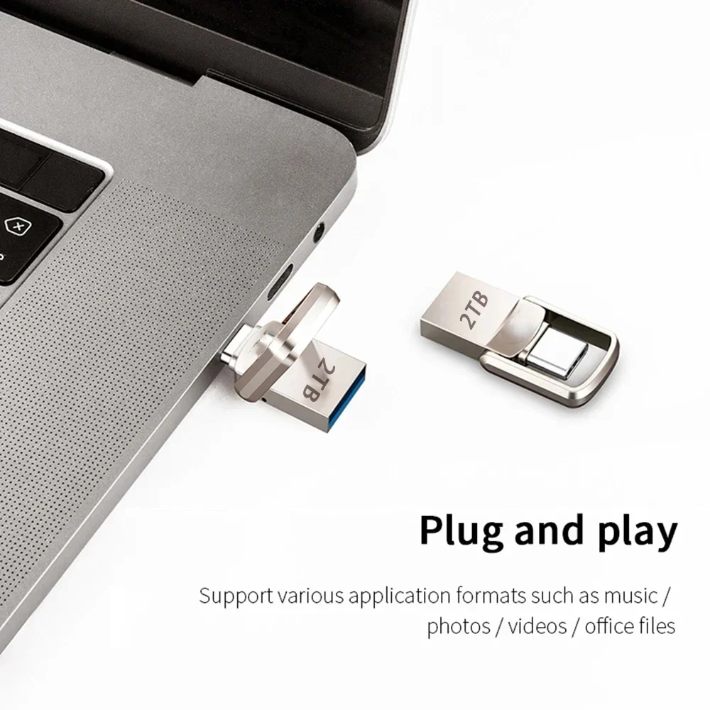 U Disk 2TB Metal Flash Drive High-Speed USB 3.2 Type-C Interface Flash Drive 512GB 1TB 2TB Pen Drive for PC Smartphone Storage