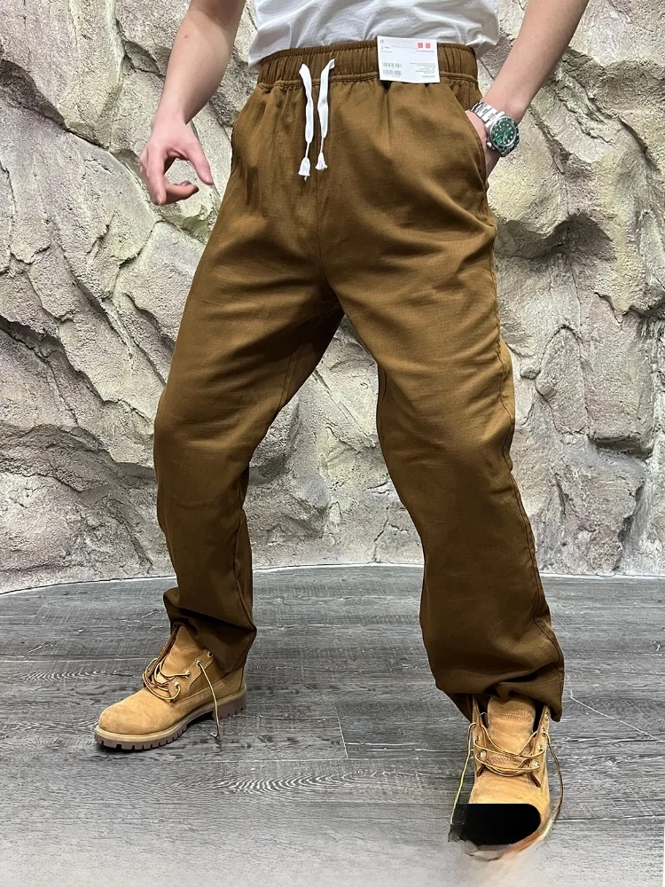 

Faionable Waed Straight Leg Casual Pants for Men Autumn Seasonal Sli Comfortable Fit Youth Trendy Trousers