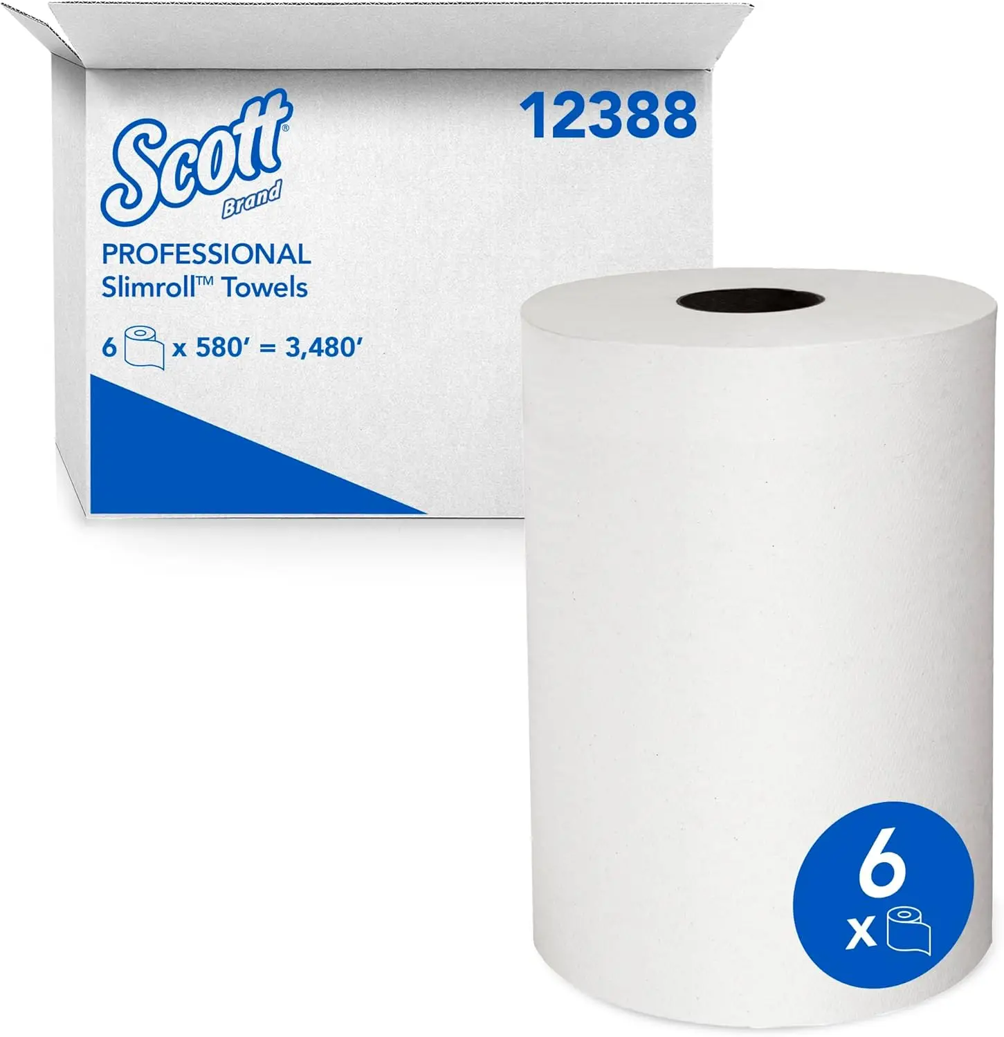 

Professional Hard Roll Paper Towels, Bulk 6 Rolls, White, Absorbent for Dispensers