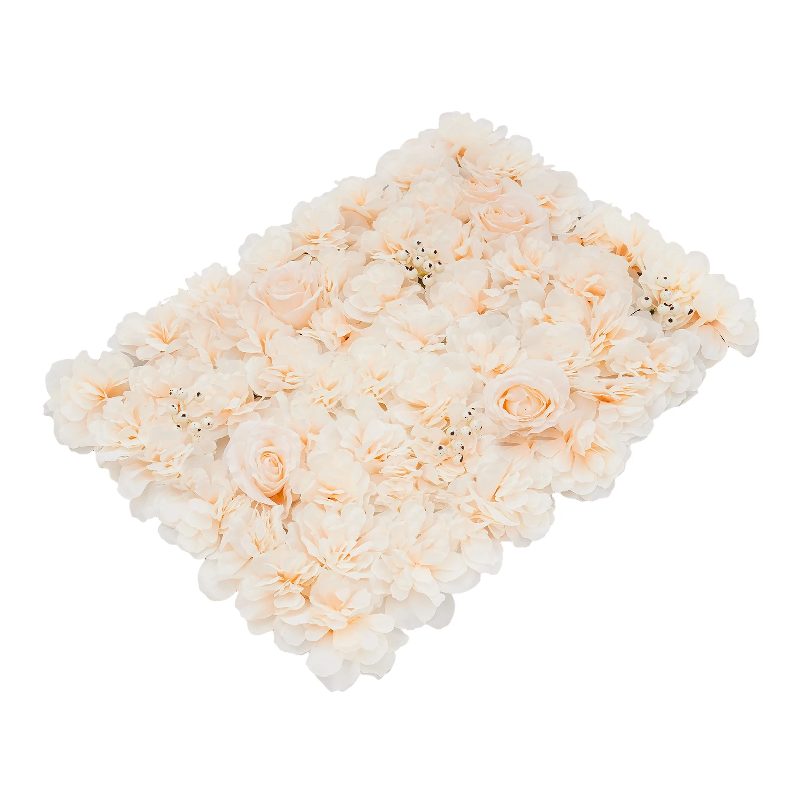 6-teiliges Set Pflanzen-Blumen-Wand Bestickte Kugel Künstliche Blumenwand-Platte Weiß Frucht+Hell-Champagner Prachtvolle Rose – Detail 20