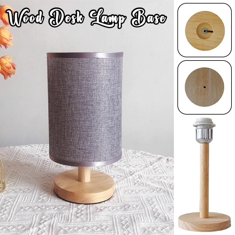 

Wooden Table Lamp Base with Cord and Switch Solid Circular Holder for E27 Bulb Diy Bedside Lamp Home Lighting Fixture