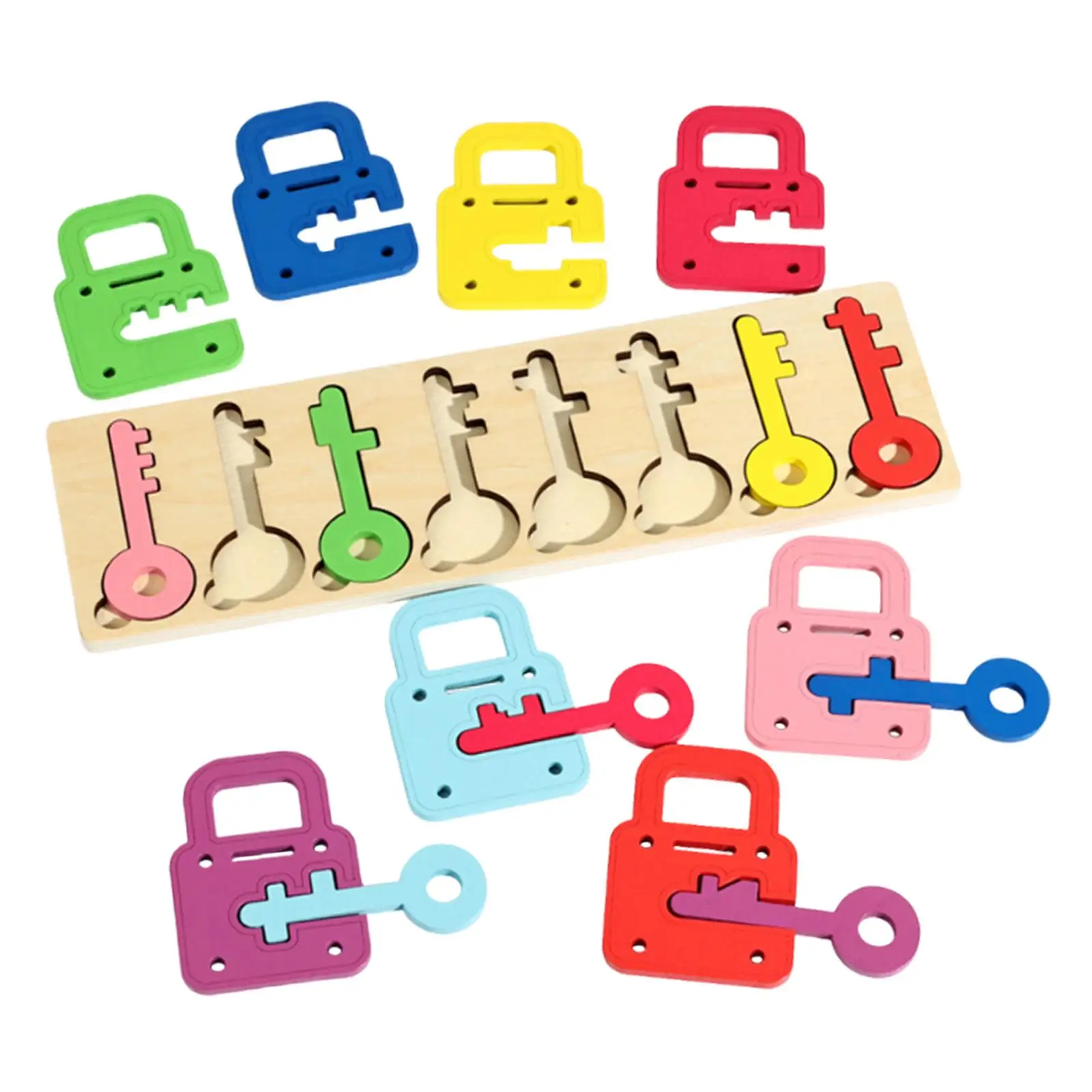 Serrature e chiavi in legno Giocattoli Abilità motorie fini Forma di giocattolo educativo per l'apprendimento