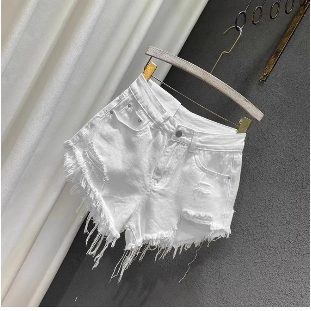 New Hot Girl Retro Irregular Distressed Ripped Denim Shorts 2026 Summer Women's Low-waist Causal Shorts view 6