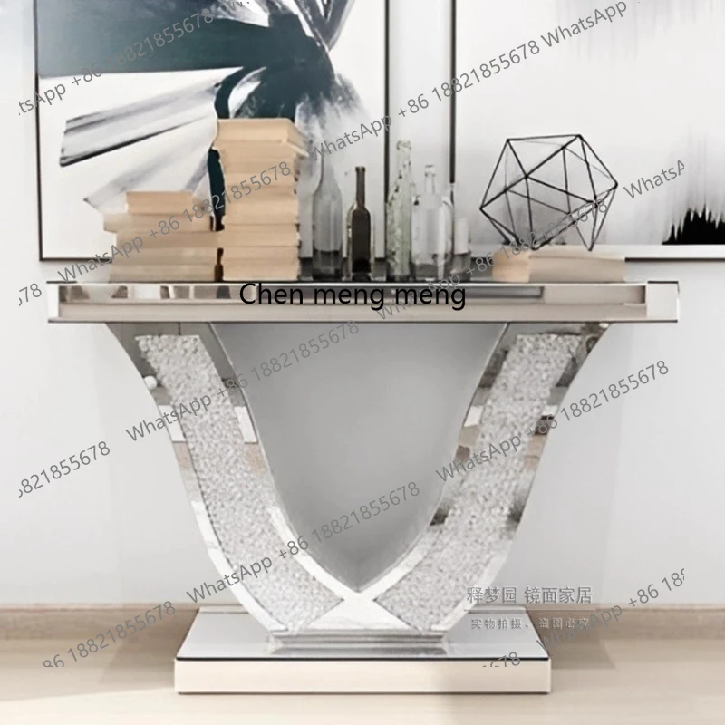 

Entrance table European mirror entrance table light luxury opposite door against wall end view table rack