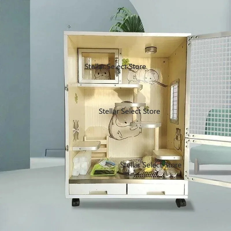 y Villa Nest Custom Cage Dating Cage Living CHouse Pet  House Anti-Bite Ecological Board Cooling Totoro Cabinet  cage