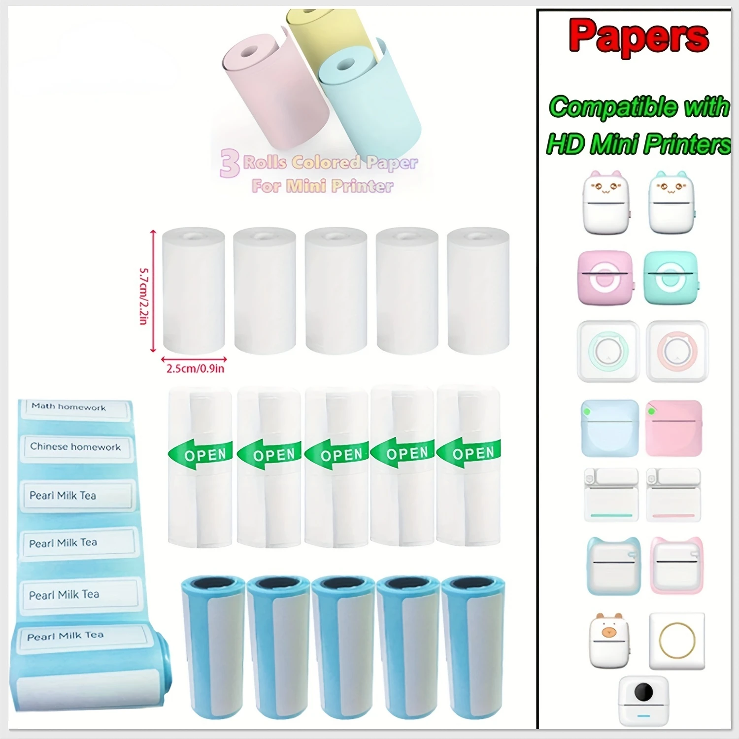 57mm Width Self-Adhesive Transparent Sticker Rolls - Perfect for Portable HD Photo Printer Printing