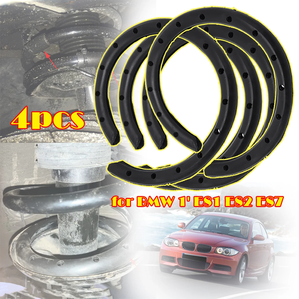

4pcs for BMW 1' E81 E82 E87 Car Coil Springs Shock Absorber Front Rear Lower Suspension Protector Assisters Spacers Sleeve Noise