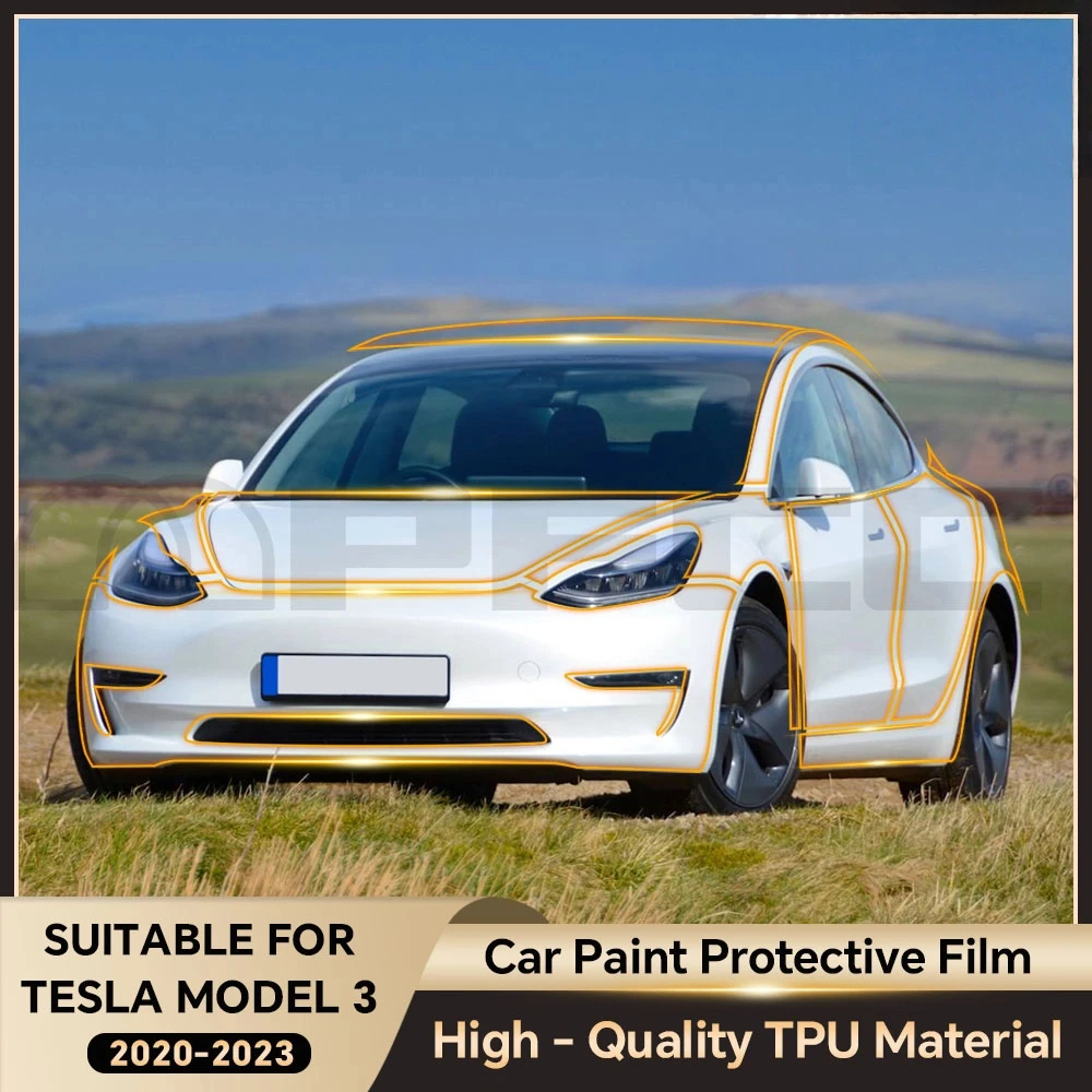 

Paint Protection Film for Tesla Model 3 2020-2023 8.5thick Pre Cut Car Clear TPU PPF Kit Transparent Sticker Auto Decoration
