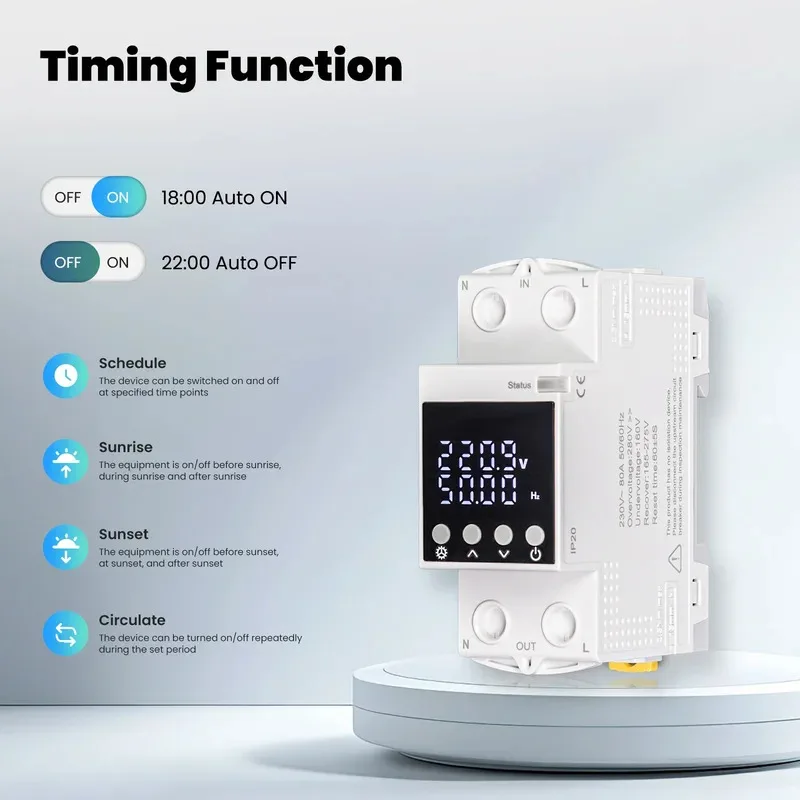 MOES WiFi Tuya Smart Circuit Breaker 80A Alarm Threshold Set Electricity Monitor V0 Fireproof Retardant APP Control With Alexa