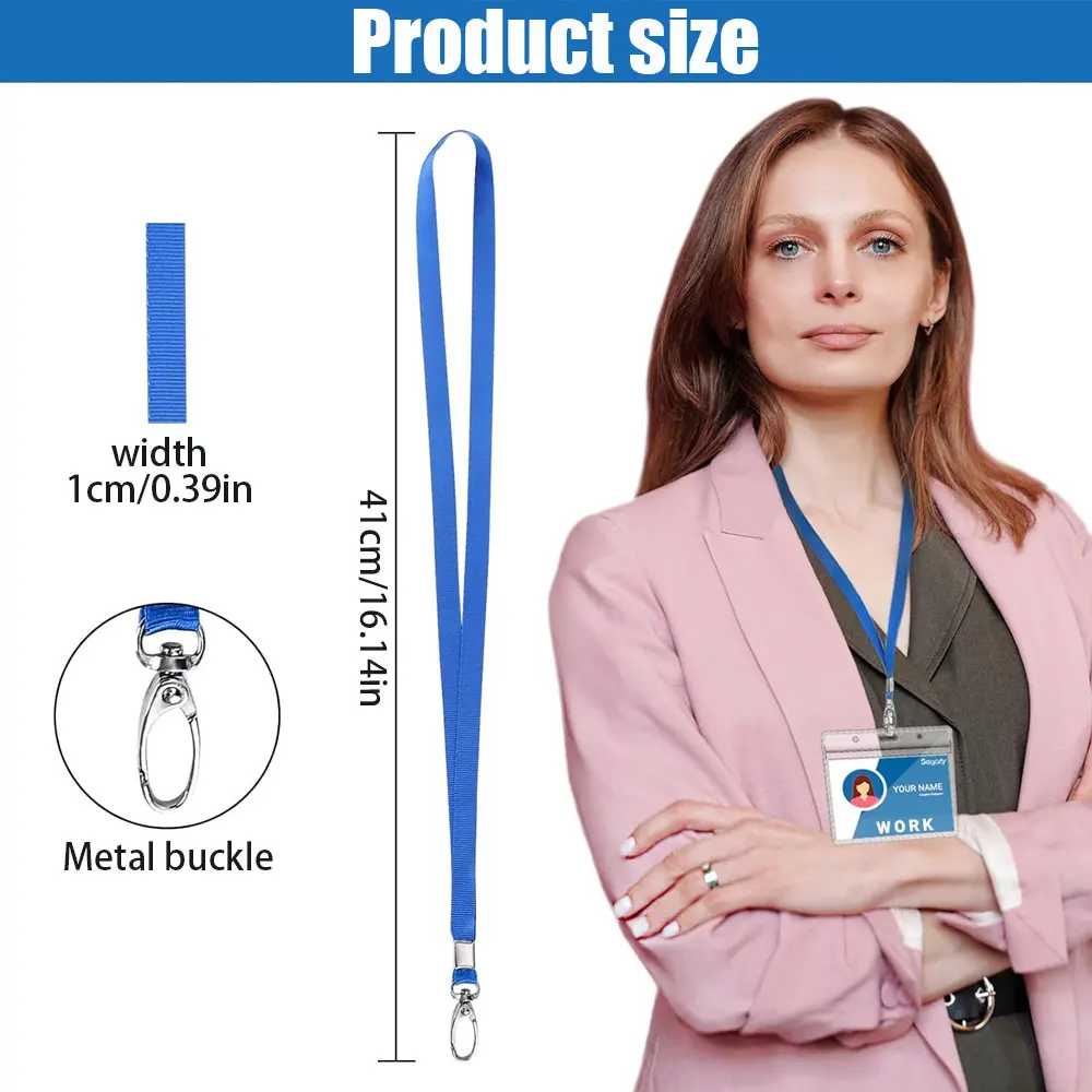 10pcs Blue Lanyard, Nylon Lanyard for ID Badges with Rotary Hook, Suitable for Office ID Badges and Keychains