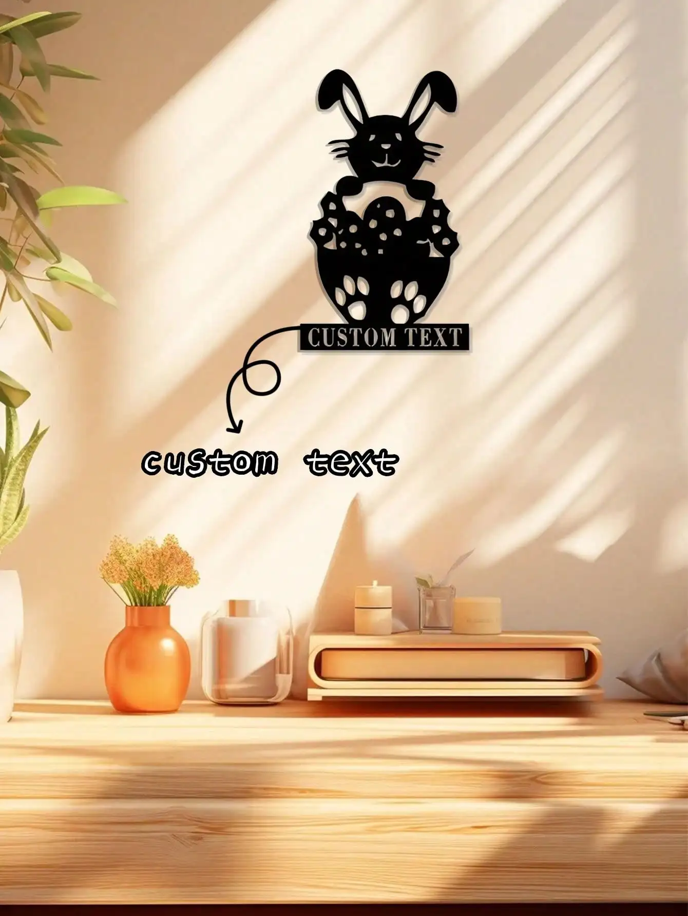 

Custom Metal Easter Sign Personalized Rabbit Wall Art Spring Garden Decor