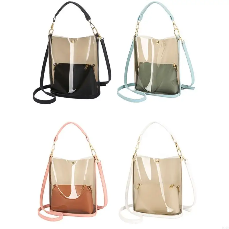 340D 2 in 1 Bag Clear Bag Bucket Bag Jelly Bag Shoulder Bag for Traveling