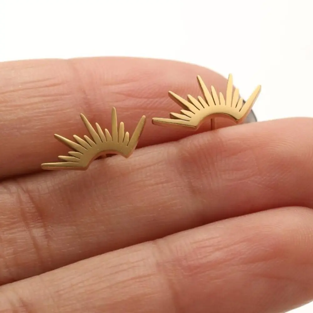 4 пары дорожных серег из нержавеющей стали, нежные серьги-гвоздики с солнечным дизайном, полукруглые готические ювелирные аксессуары для женщин