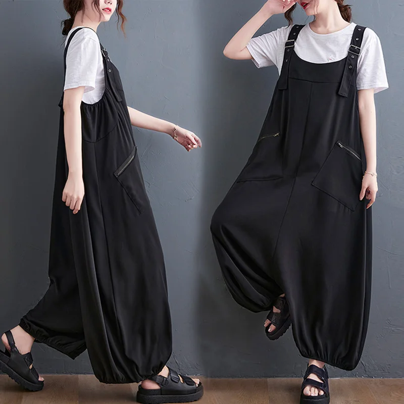 

Комбинезон больших размеров с застежкой-молнией для женщин больших размеров, удобные широкие брюки, свободный крой, цвет Sle