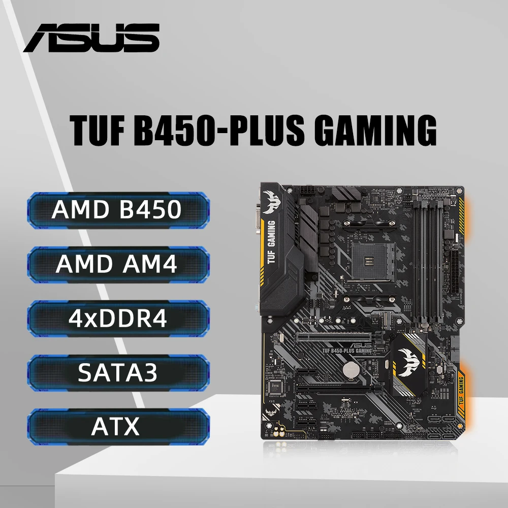 ASUS TUF B450-PLUS carte mère de jeu Support Ryzen 5 5600 5600G R7 5700X3D 5800X3D CPU 4xDDR4 HDMI M.2 ATX AM4 carte mère