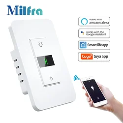 2025 New 3 Way Tuya Smart Dimmer Switch Digital Display Home Light Switch Voice Control Works with Siri, Alexa and Google Home