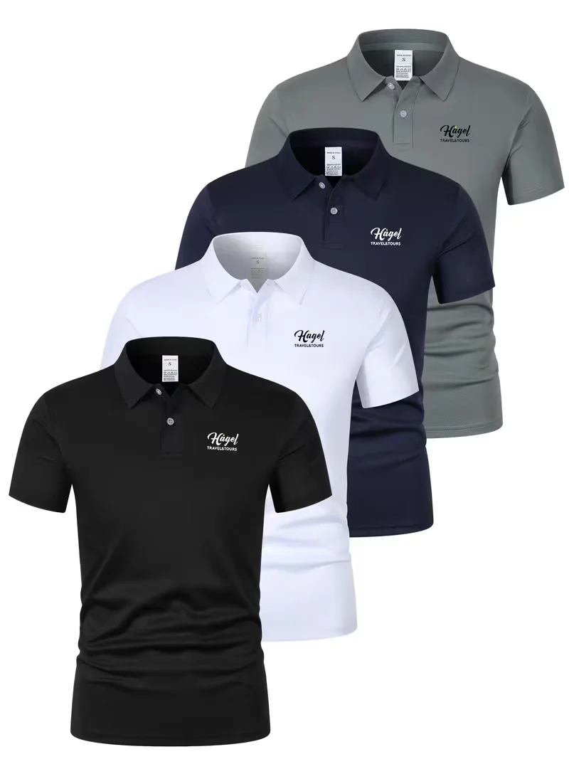 4 pieces of 2026 summer men's short sleeved polo shirts, sports tennis T-shirts, moisture wicking shirts, breathable button down