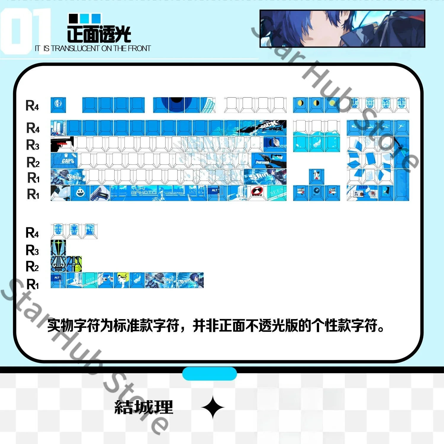Arknights Makoto Yuki Cosplay Anime PBT Keyboard Cap Kforce Desktop Ornament Keycap Front Light Transmission Game Gifts Cartoon view 4
