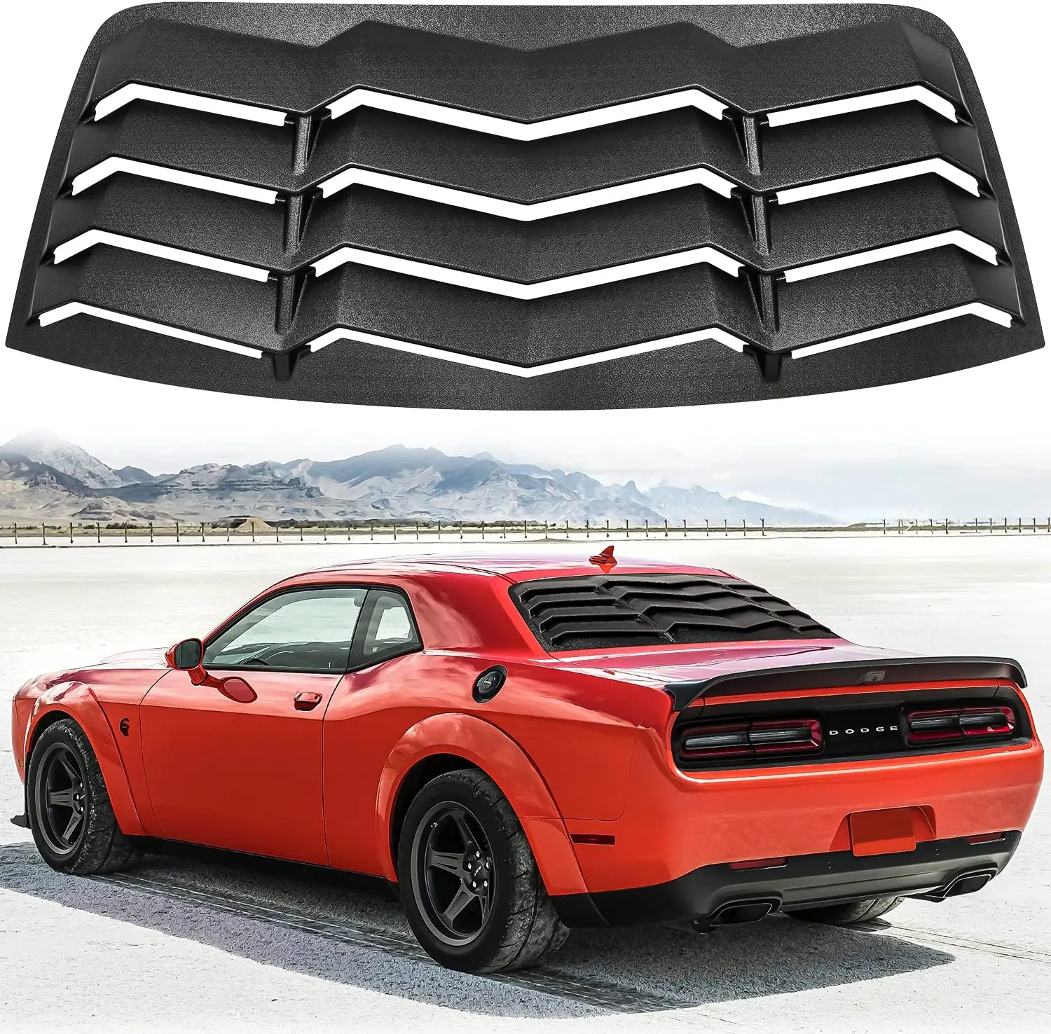 TENG MILE Rear Window Louver Rear Windshield Sun Shade Cover Fits for Dodge Challenger 2008-2023 in GT Lambo Style ABS