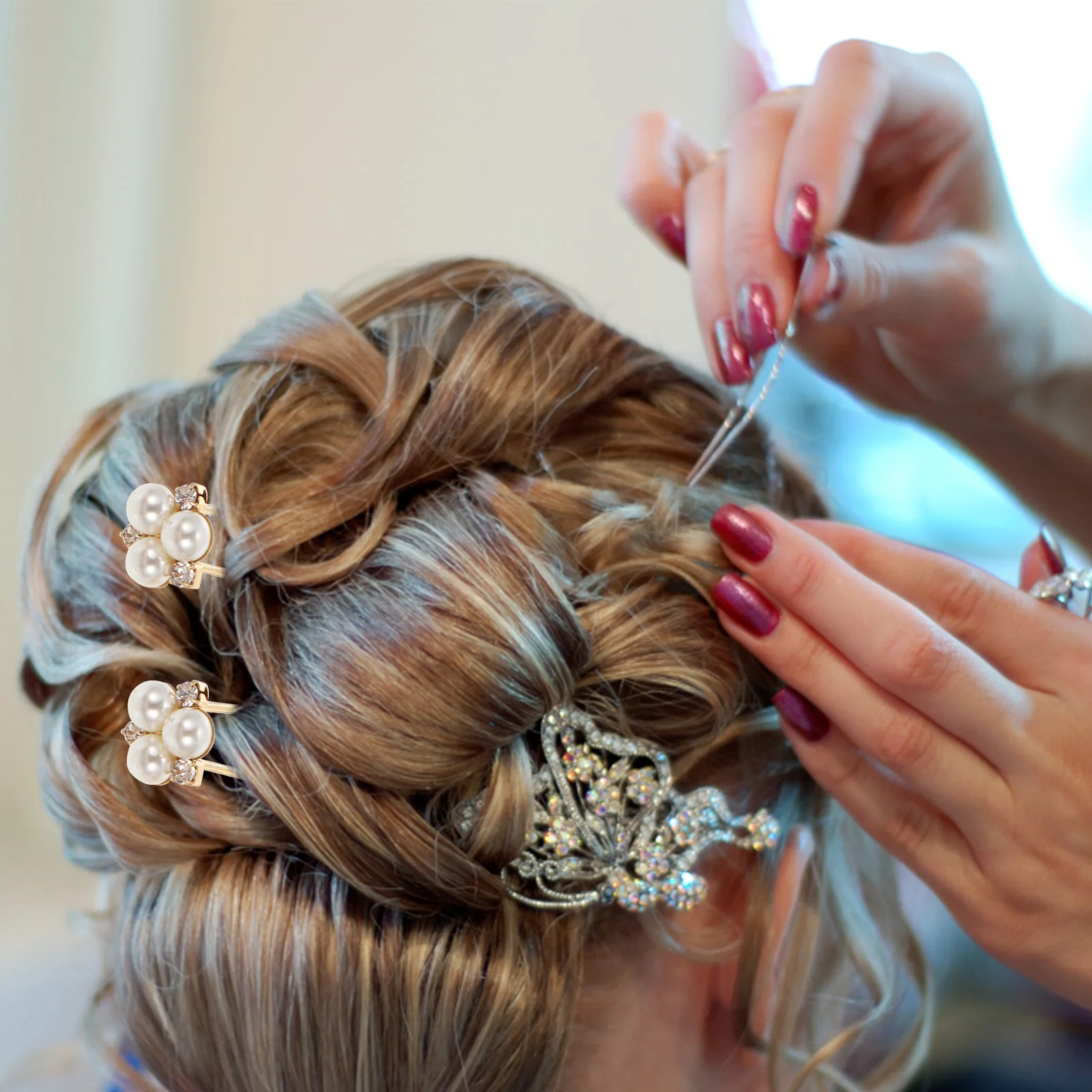 

10Pcs Crystal Pearl Hairpins Stylish Wedding Hair Clips for Brides Elegant Bridal Hair Accessories Pearl Hairpins