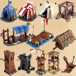 Medieval Accessories Military Building Blocks Siege Ladder Guard Tower Tent Iron Shop Broken Bridge Weapon Bricks Toys Kids S005