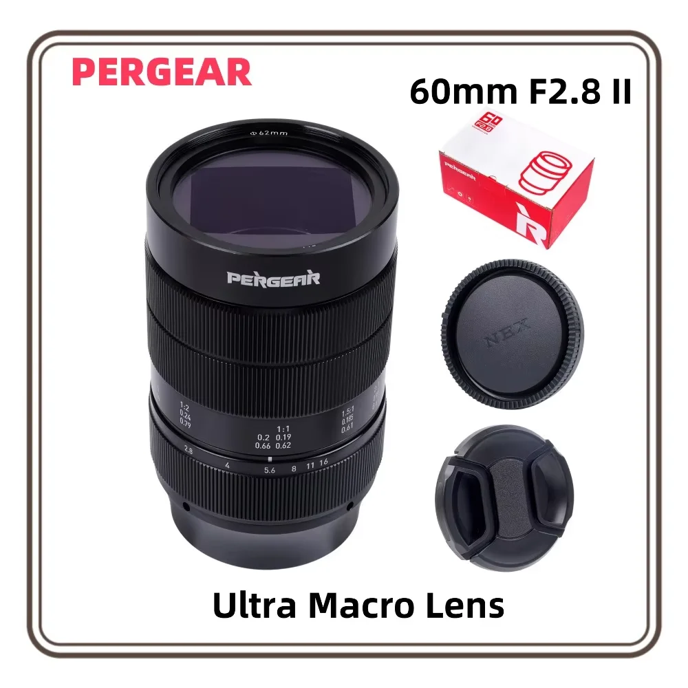 

Объектив PERGEAR 60 мм F2.8 II Ultra Macro с 2-кратным увеличением для Sony E Nikon Z Fuji X M4/3 Canon RF ﻿ Полнокадровое зеркало