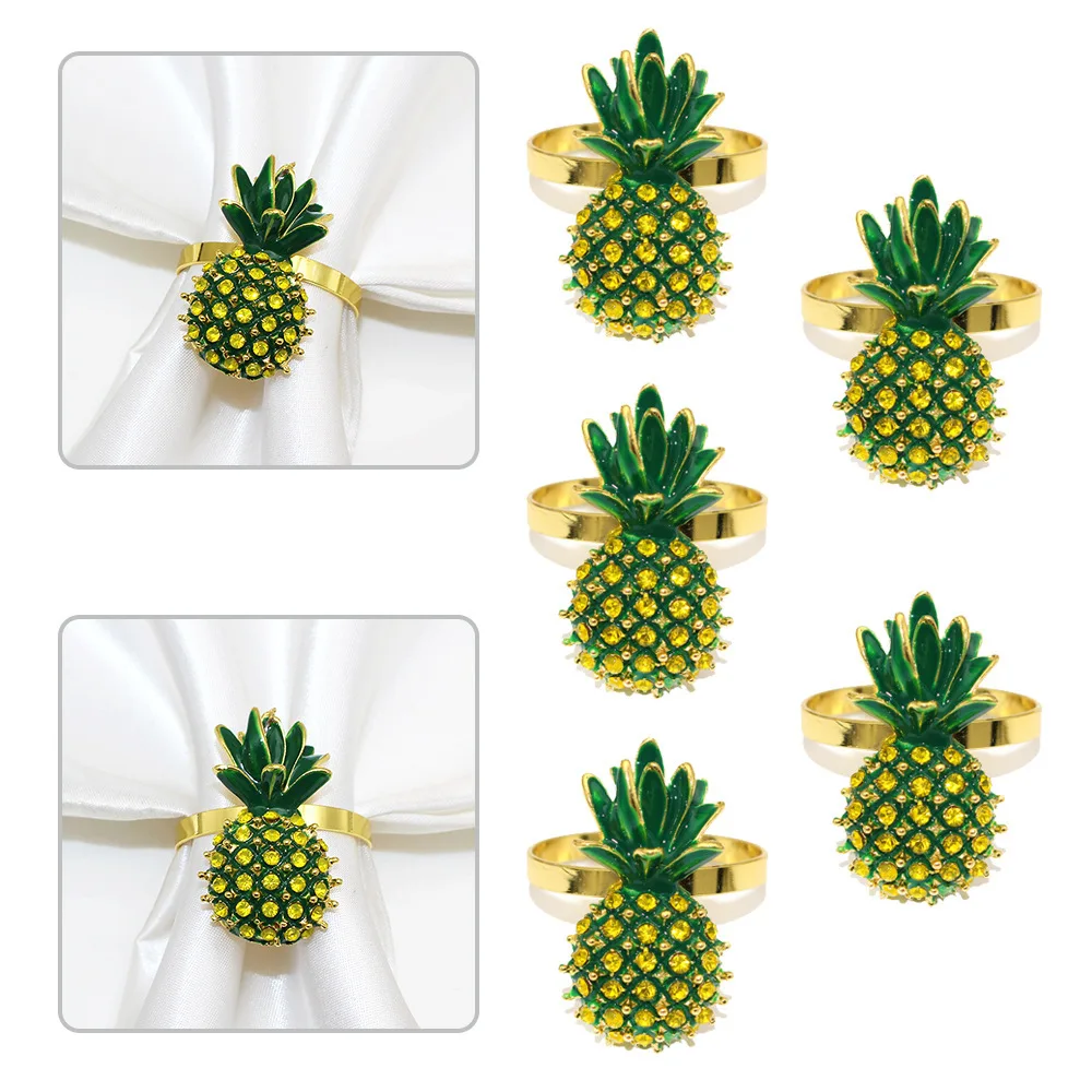 

4Pcs Alloy Pineapple Shaped Napkin Rings Hotel Banquet Dinner Table Decor Elegant Modern Napkin Holders Tropical Party