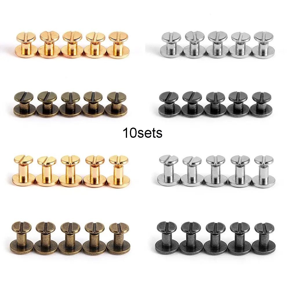 10sets Hats Shoes Leather Craft decoration nail Scrapbooking Brass Nail Rivets screw Cloth Button