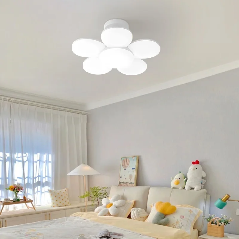 E27 LED five-leaf plum blossom lamp 220V wall-controlled three-color dimming folding lamps