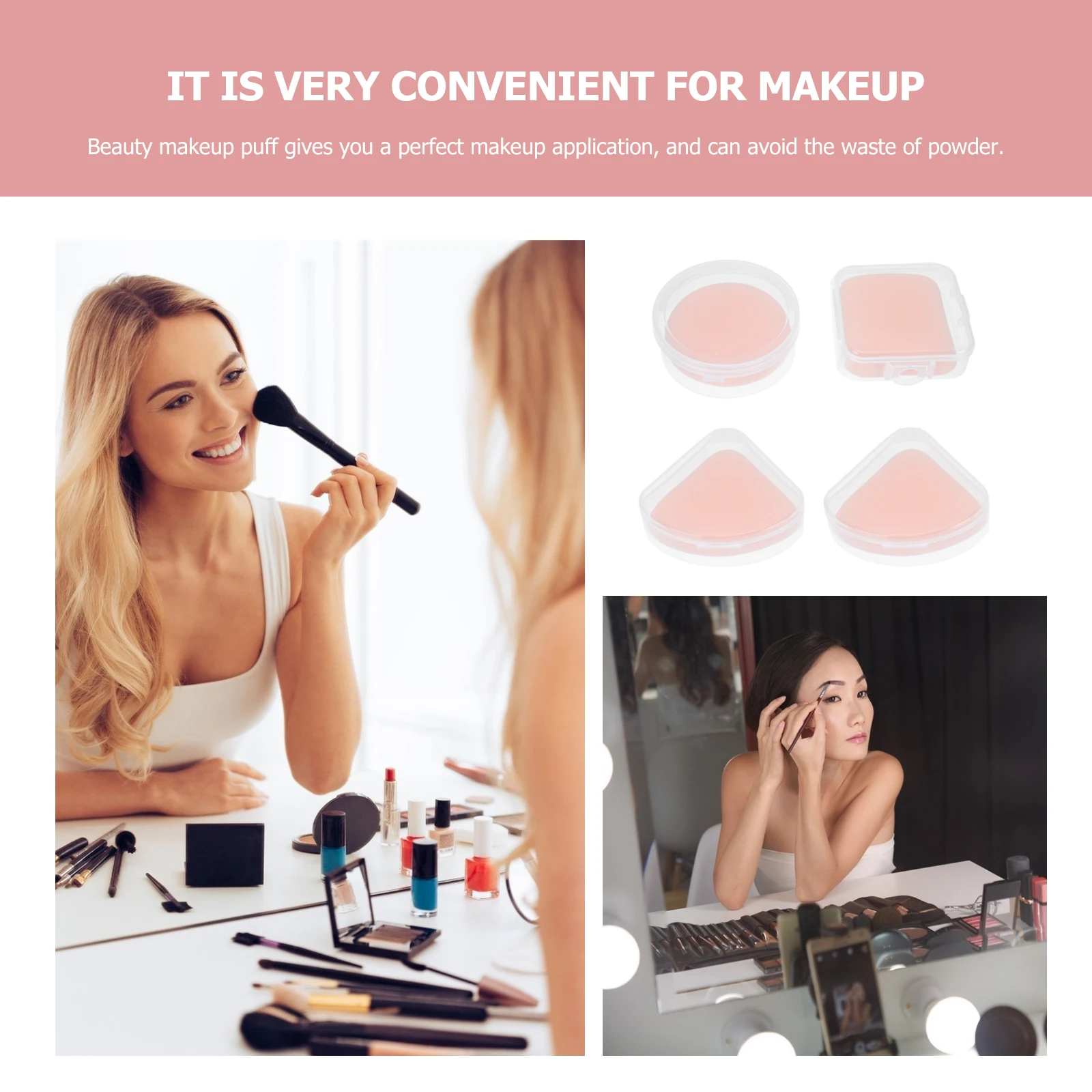 4 個メイクパフセット親水性再利用可能なソフトパウダーパッド旅行用ホーム美容ツールフェイススポンジガールメイクアップアクセサリー