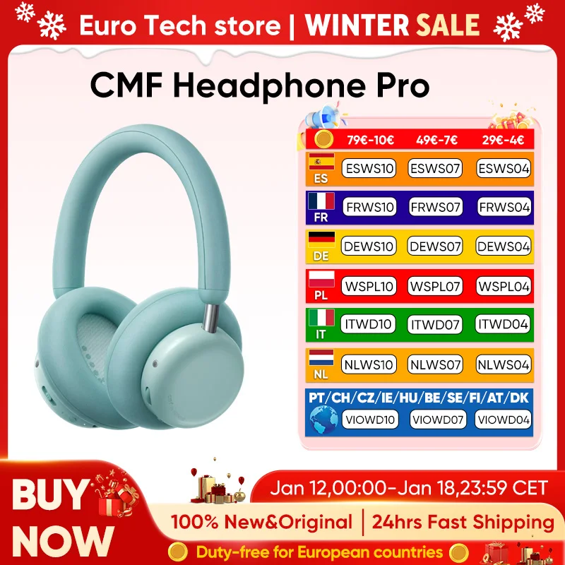 Nuove cuffie Bluetooth over-ear CMF Pro con cancellazione attiva del rumore Batteria fino a 100 ore Audio spaziale LDAC ad alta risoluzione