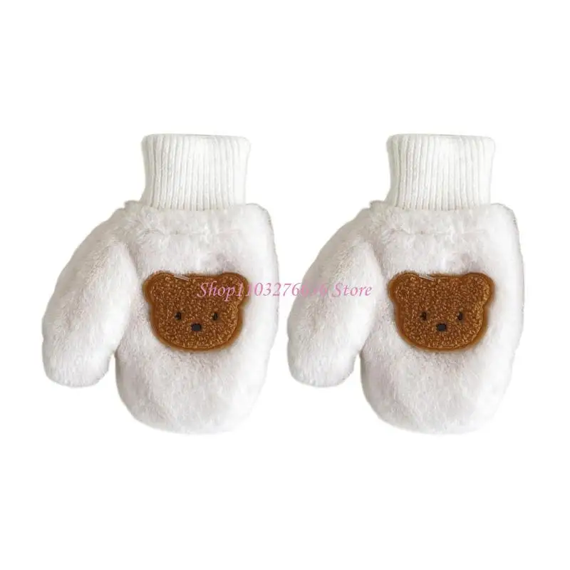 R6FD Cartoon Bär Dicke Fäustling Baby Fäustlinge mit Seil für Kinder Baby Junge Mädchen Kinder Kleinkind Anti-skid Winter warme – Detail 5