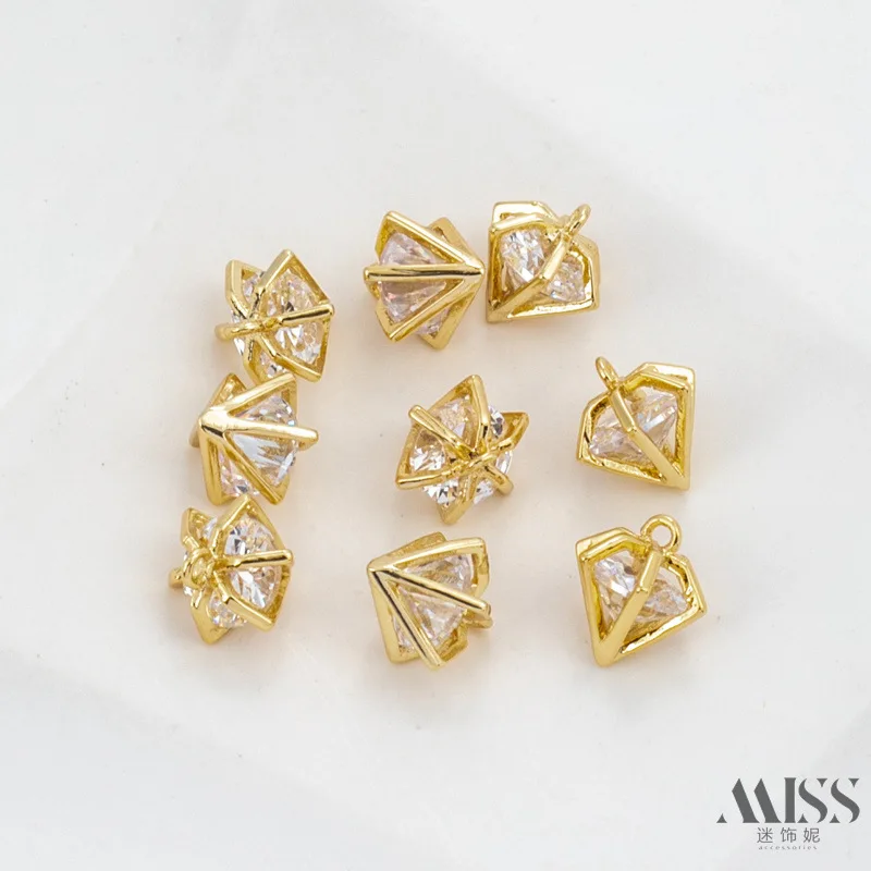 

14K Gold Zircon Diamond Pendant DIY Accessories Pendant Handmade Necklace Bracelet Jewelry Accessories