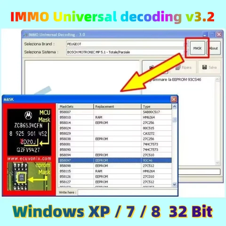 

IMMO Universal Decoding 3.2 с бесплатным кейгеном Инструмент обслуживания IMMO V1.2 Обе автомобильное диагностическое программное обеспечение EcuVonix 3.2 Необмеженание трещины