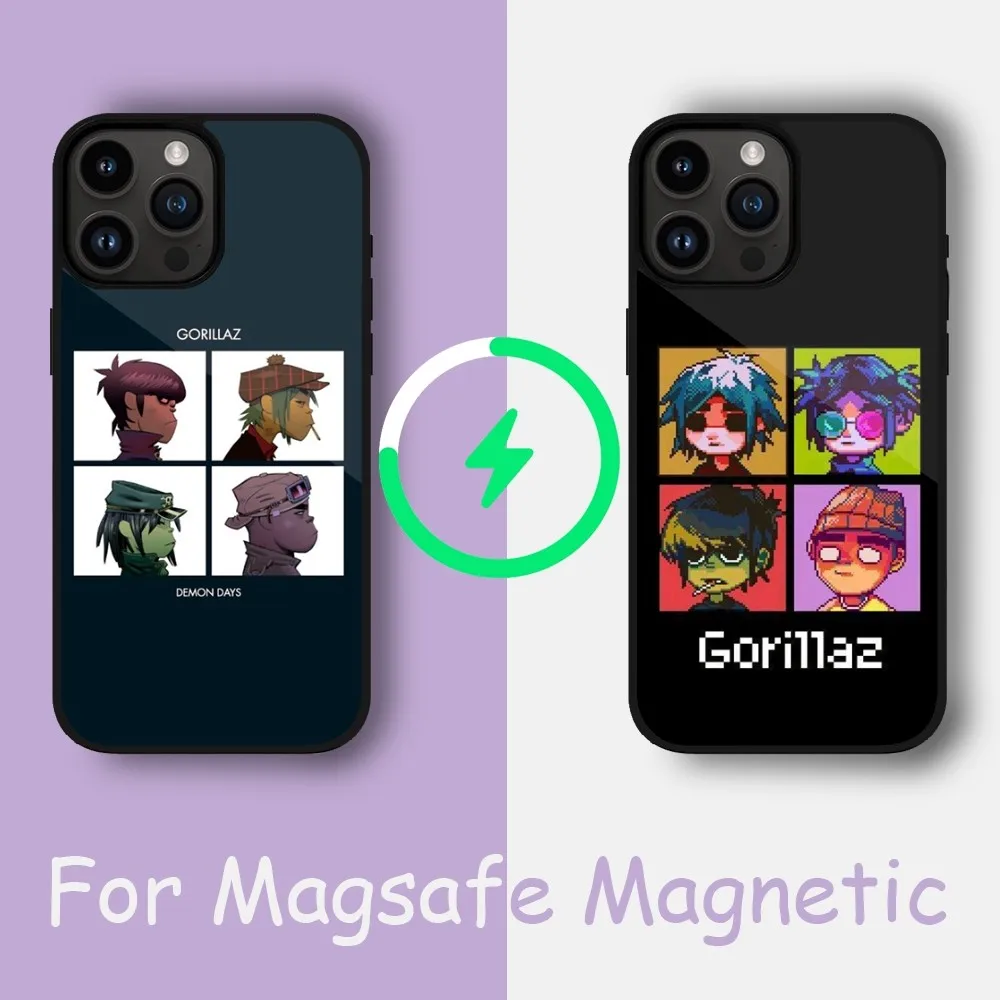 

Cartoon Gorillaz Phone Case For iPhone 15 14 13 12 11 Pro Max Plus Phone Magnetic for Macsafe Cases Cover