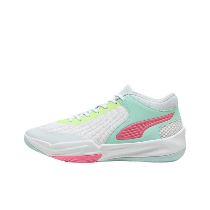 PUMA Court Pro Textile, Artificial Leather Mid top Basketball Shoes Unisex Mint Blue 312180-02