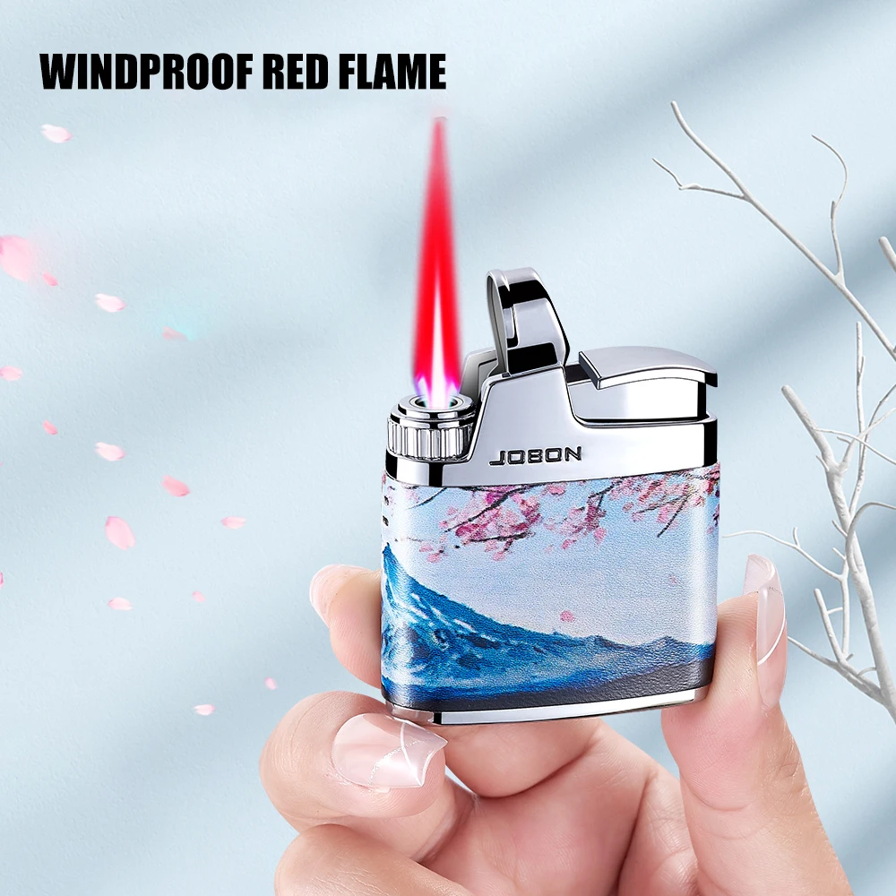 JOBON Windproof Direct Flame Lighter Exquisite Printing One Key Ignition Compact Rotary Ignition Tool Portable Lighter view 4