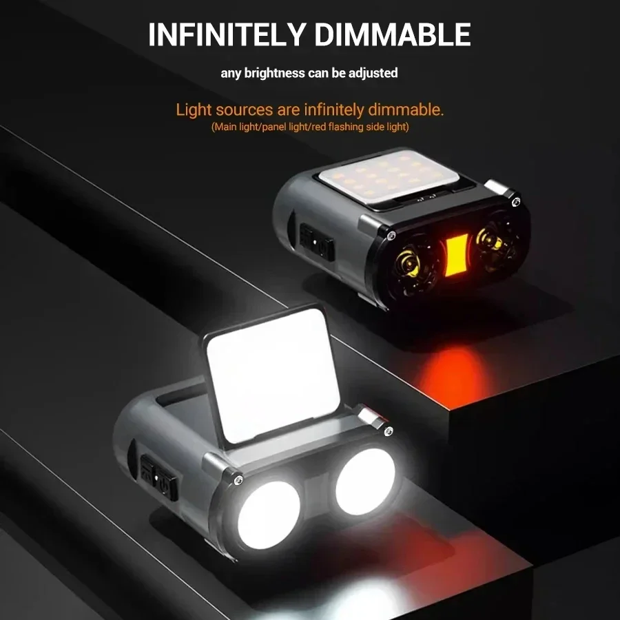 Headlamp Type-c Rechargeable Headlight Portable Rotating Hunting Lights Emergency Led Flashlight Fishing Front Bicycle Light