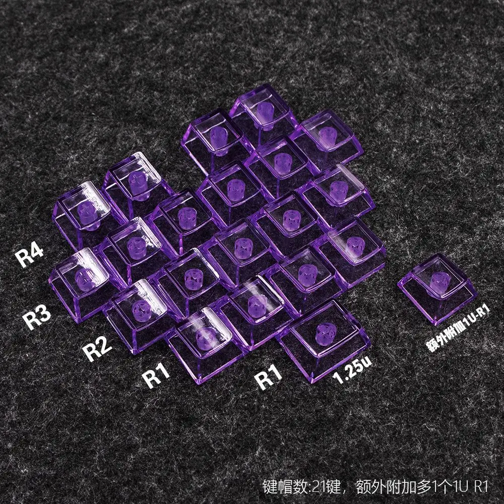 Heart-shaped Transparent Keycaps Cherry Profile PC Material Keycap 21Keys Customized MX Mechanical Keyboard DIY Backlit Key Caps