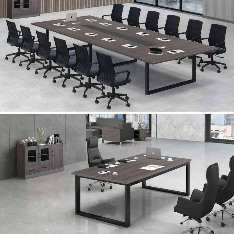 Modern-style wooden conference table with steel legs designed by Business Multimedia School and the Ministry of the Interior